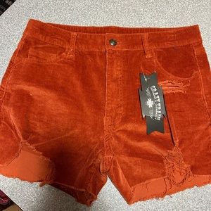 Crazy train, corduroyed, burnt orange size large Jean shorts